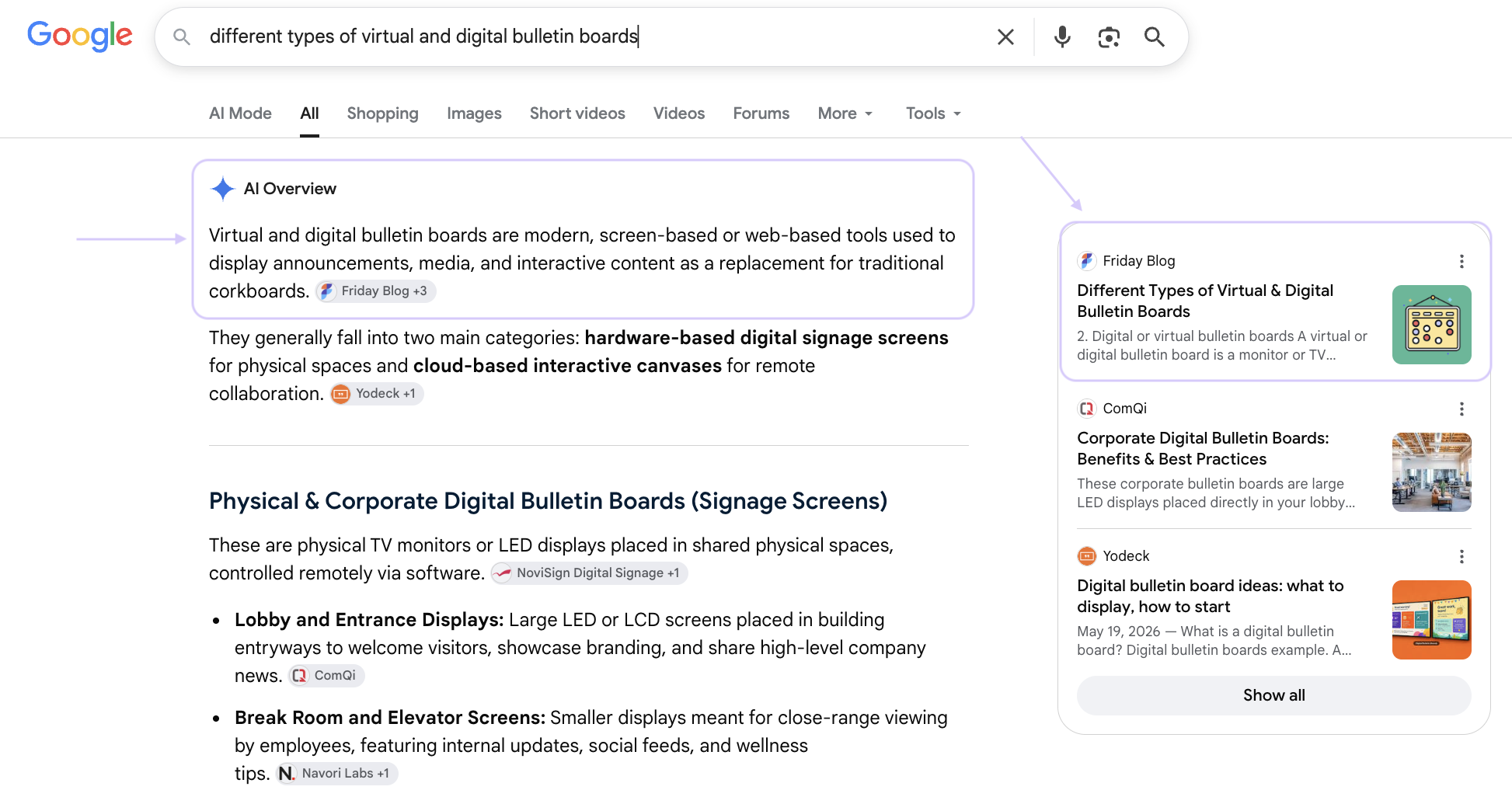 Friday.app Google search results and AI Overview screenshot, September 2026
